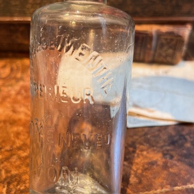 Antique TOYE mint alcohol bottle - Pharmacy bottle