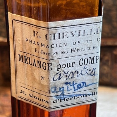 Mélange pour compresses - Flacon ancien de pharmacie - Apothicaire