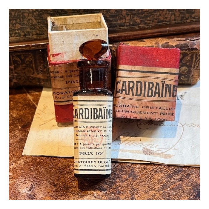 Cardibain - Ouabain - POISON - Antique pharmacy bottle - Apothecary