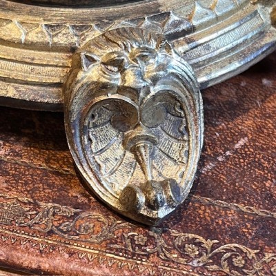 Socle ancien en bronze pour boule sphère ou oeuf - Base - support