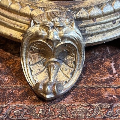 Socle ancien en bronze pour boule sphère ou oeuf - Base - support