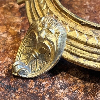 Socle ancien en bronze pour boule sphère ou oeuf - Base - support