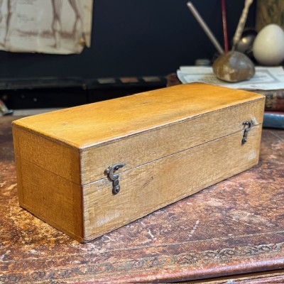Antique drum microscope in wooden box with brass clamp - XIXth century