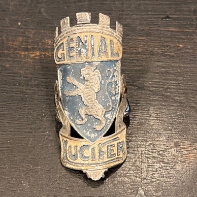 Génial Lucifer - Plaque de vélo vers 1940 - Tôle Bleue