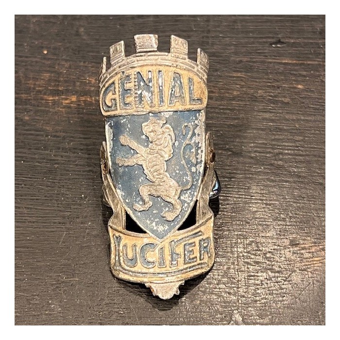 Génial Lucifer - Plaque de vélo vers 1940 - Tôle Bleue