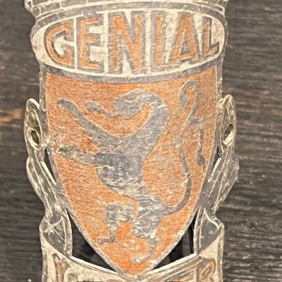 Génial Lucifer - Plaque de vélo vers 1940 - Tôle rouge