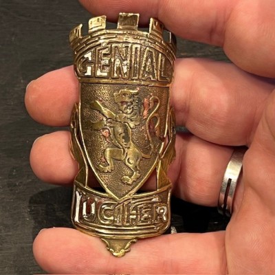 Génial Lucifer - Bicycle license plate circa 1930 - Enamel brass