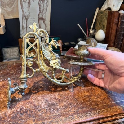 Chimera bronze piano candle holder - XIXth century