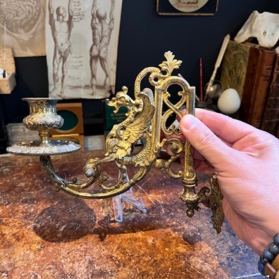 Chimera bronze piano candle holder - XIXth century