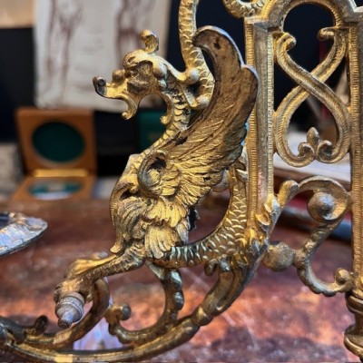 Bougeoir Chimère en bronze - XIXème siècle - Pour Piano