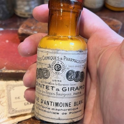 White Antimony Oxide - Antique pharmacy bottle - Apothecary