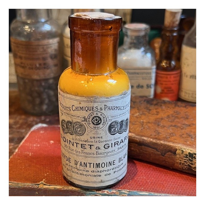 White Antimony Oxide - Antique pharmacy bottle - Apothecary