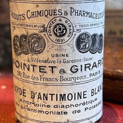 White Antimony Oxide - Antique pharmacy bottle - Apothecary