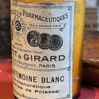 White Antimony Oxide - Antique pharmacy bottle - Apothecary