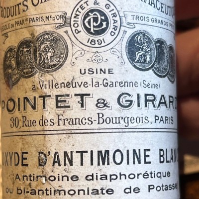 White Antimony Oxide - Antique pharmacy bottle - Apothecary