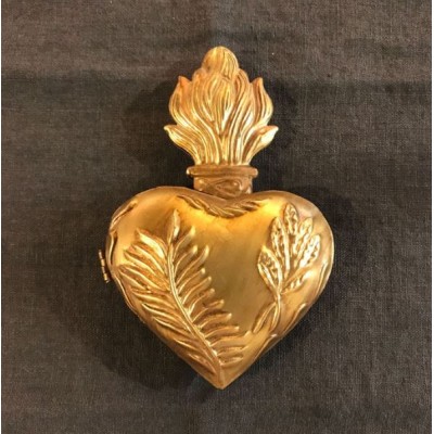 Boîte Coeur Ex-voto Doré - Modèle: Coeur sacré JUNGLE par Boncoeurs