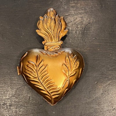 Boîte Coeur Ex-voto Doré - Modèle: Coeur sacré JUNGLE par Boncoeurs