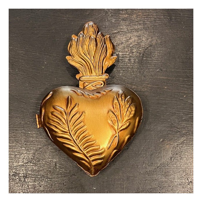 Boîte Coeur Ex-voto Doré - Modèle: Coeur sacré JUNGLE par Boncoeurs