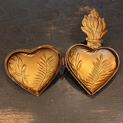 Boîte Coeur Ex-voto Doré - Modèle: Coeur sacré JUNGLE par Boncoeurs