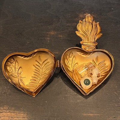 Boîte Coeur Ex-voto Doré - Modèle: Coeur sacré JUNGLE par Boncoeurs