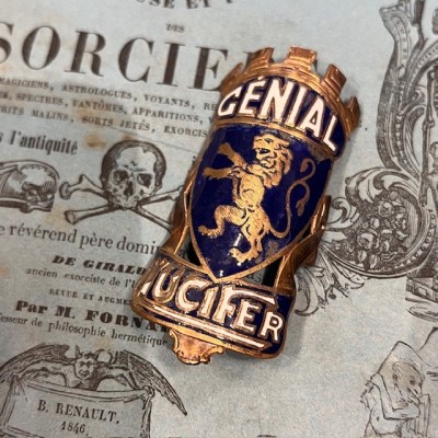 Génial Lucifer - Plaque de vélo - 1930 - Plaque en laiton émaillée