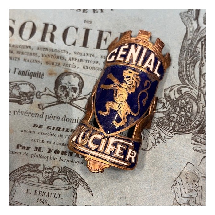 Génial Lucifer - Bicycle license plate circa 1930 - Enamel brass