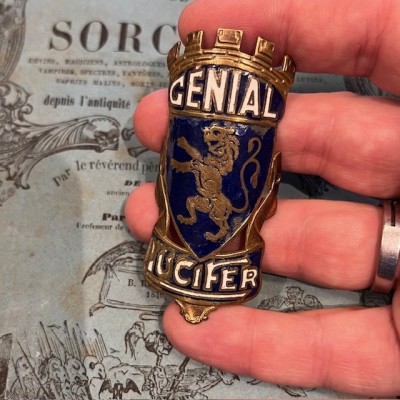Génial Lucifer - Bicycle license plate circa 1930 - Enamel brass