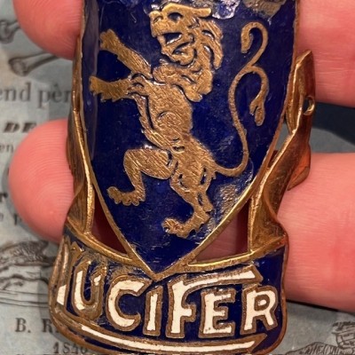 Génial Lucifer - Plaque de vélo - 1930 - Plaque en laiton émaillée