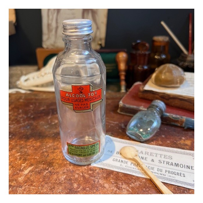 Alcool à 70° - Flacon ancien de pharmacie -Apothicaire