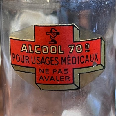 Alcool à 70° - Flacon ancien de pharmacie -Apothicaire