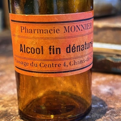 Alcool fin dénaturé - Flacon ancien de pharmacie -Apothicaire