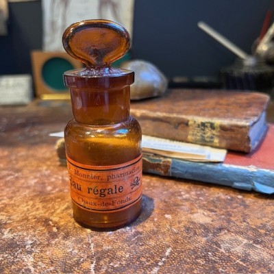 Eau régale - Dangereux acide - Flacon de pharmacie ancien -Apothicaire
