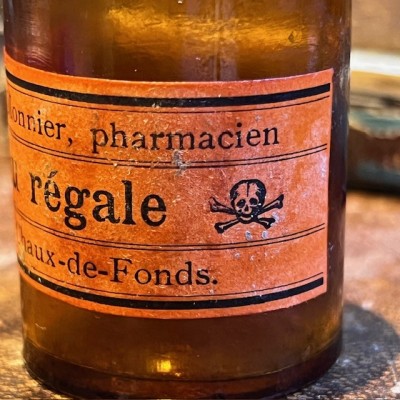 Eau régale - Dangereux acide - Flacon de pharmacie ancien -Apothicaire