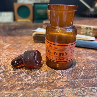 Eau régale - Dangereux acide - Flacon de pharmacie ancien -Apothicaire