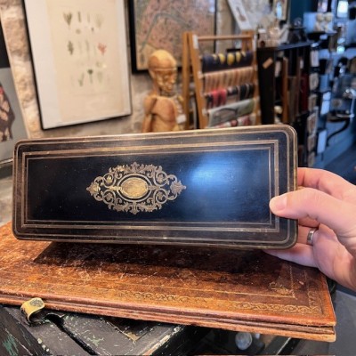 Antique Glove box - Blackened wood - Napoleon III Victorian period