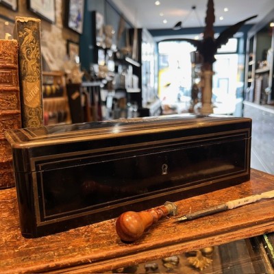 Antique Glove box - Blackened wood - Napoleon III Victorian period