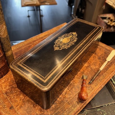 Antique Glove box - Blackened wood - Napoleon III Victorian period