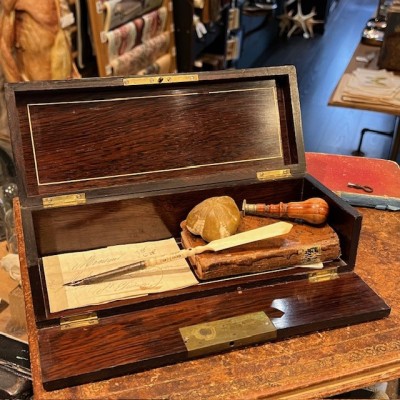Antique Glove box - Rio rosewood - Brass & bone marquetry-Napoleon III