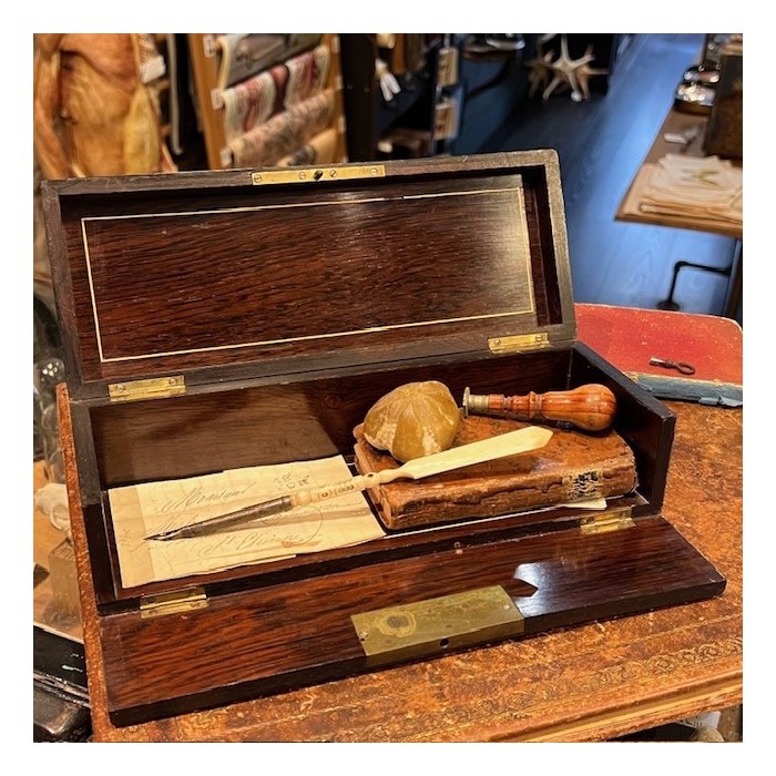 Antique Glove box - Rio rosewood - Brass & bone marquetry-Napoleon III Antique Glove box - Rio rosewood - Brass & bone marquetry-Napoleon III