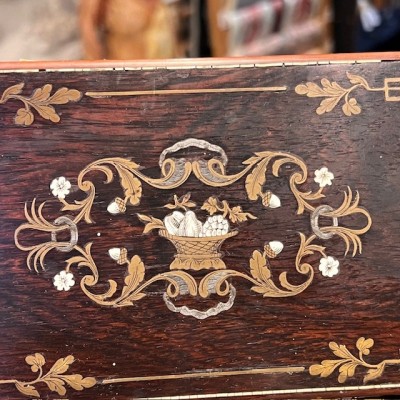 Boîte à gants d'époque Napoléon III - Palissandre et Marqueterie en os