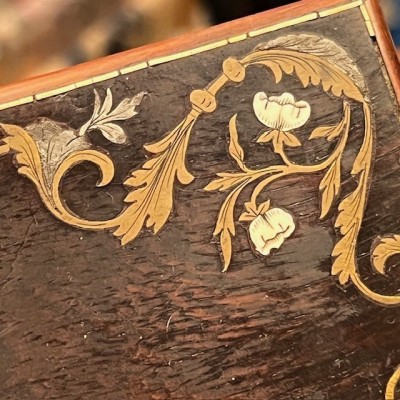 Boîte à gants d'époque Napoléon III - Palissandre et Marqueterie en os