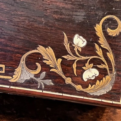 Boîte à gants d'époque Napoléon III - Palissandre et Marqueterie en os