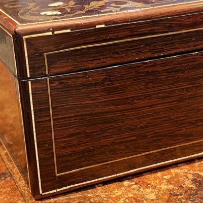 Antique Glove box - Rio rosewood - Brass & bone marquetry-Napoleon III