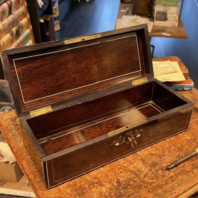 Antique Glove box - Rio rosewood - Brass & bone marquetry-Napoleon III