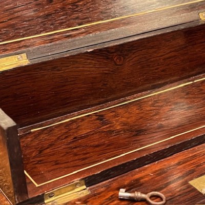 Antique Glove box - Rio rosewood - Brass & bone marquetry-Napoleon III