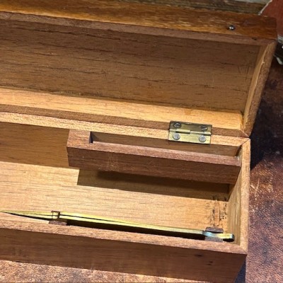 Antique drum microscope in wooden box with brass clamp - XIXth century