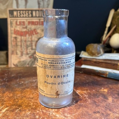 Ovarine - Poudre d'ovaire - Flacon ancien de pharmacie -Apothicaire