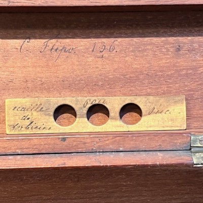 Antique drum microscope in brass -  Mahogany box - XIXth century
