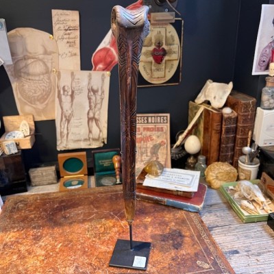 Poignard Papou en os de casoar gravé - Artisanat Papou - Dague