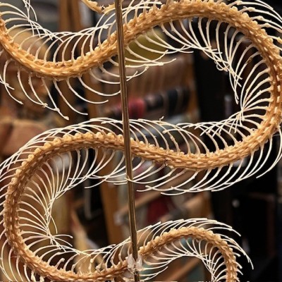 Skeleton of an Indonesian pit viper under a globe